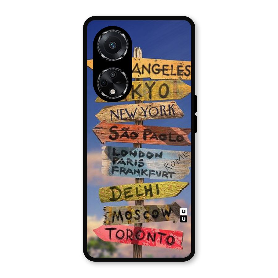 Travel Signs Metal Back Case for Oppo F23