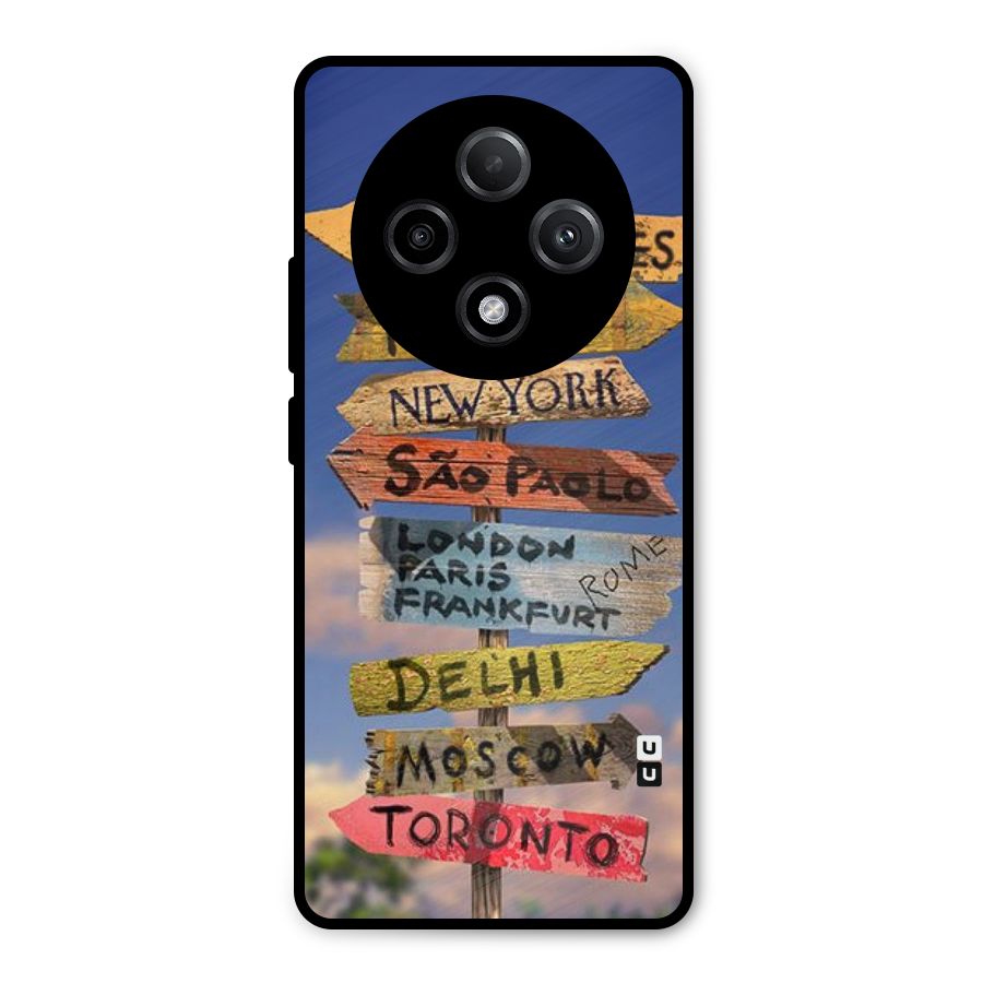 Travel Signs Metal Back Case for Oppo F27 Pro Plus