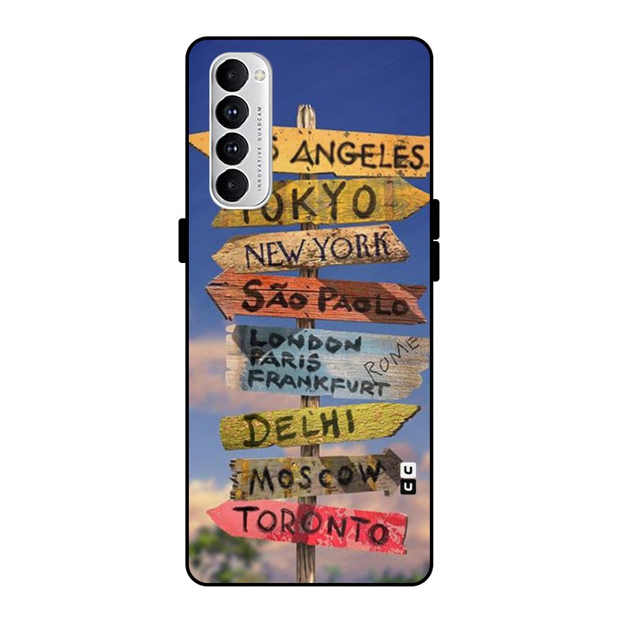 Travel Signs Metal Back Case for Oppo Reno4 Pro