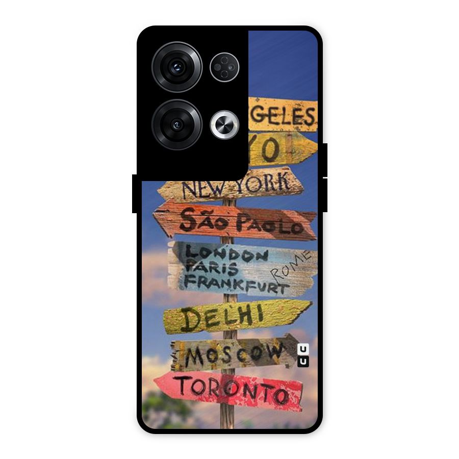Travel Signs Metal Back Case for Oppo Reno8 Pro 5G