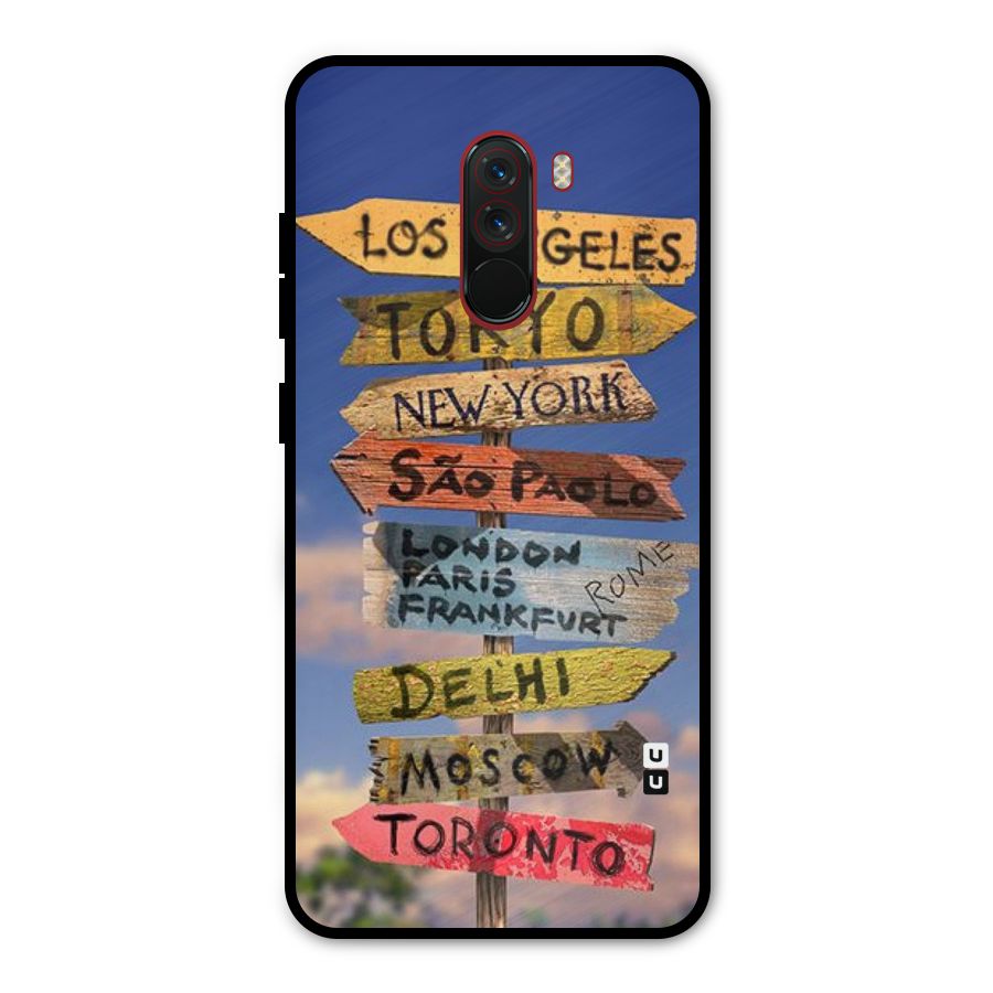 Travel Signs Metal Back Case for Poco F1