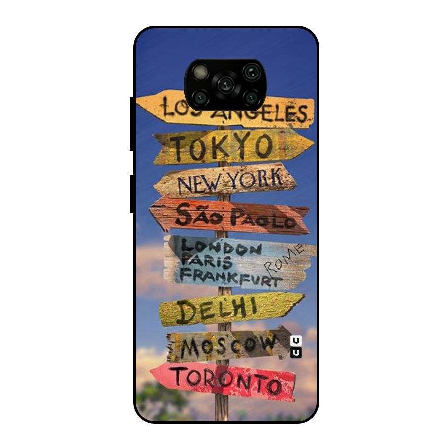 Travel Signs Metal Back Case for Poco X3