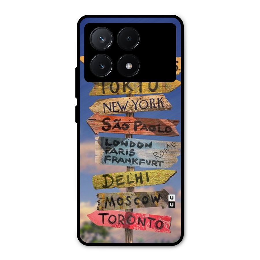 Travel Signs Metal Back Case for Poco X6 Pro