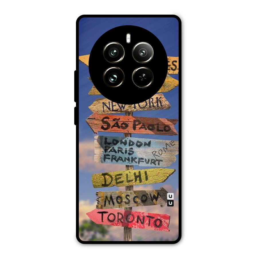 Travel Signs Metal Back Case for Realme 12 Pro
