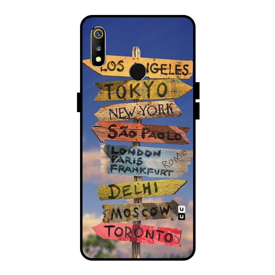 Travel Signs Metal Back Case for Realme 3