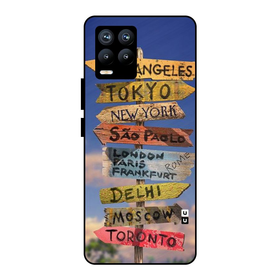 Travel Signs Metal Back Case for Realme 8 Pro