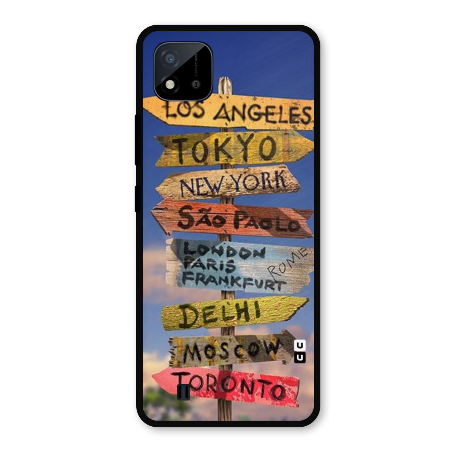 Travel Signs Metal Back Case for Realme C11 2021