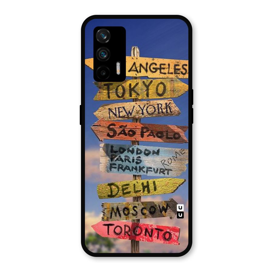 Travel Signs Metal Back Case for Realme GT 5G