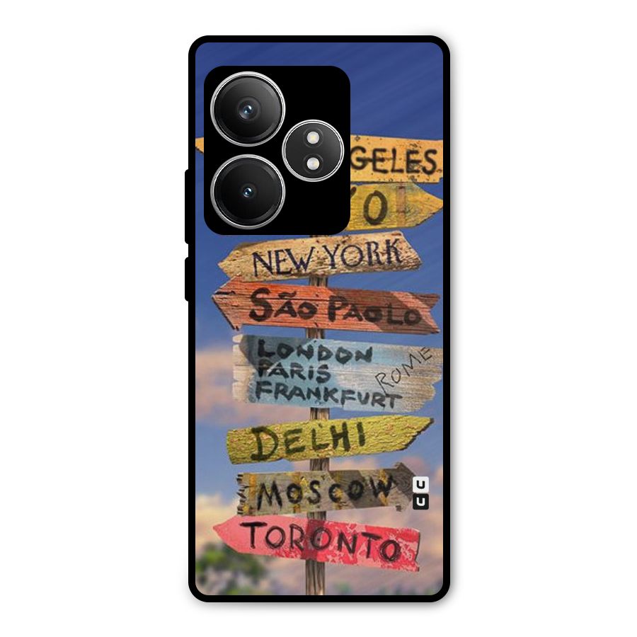 Travel Signs Metal Back Case for Realme GT 6T