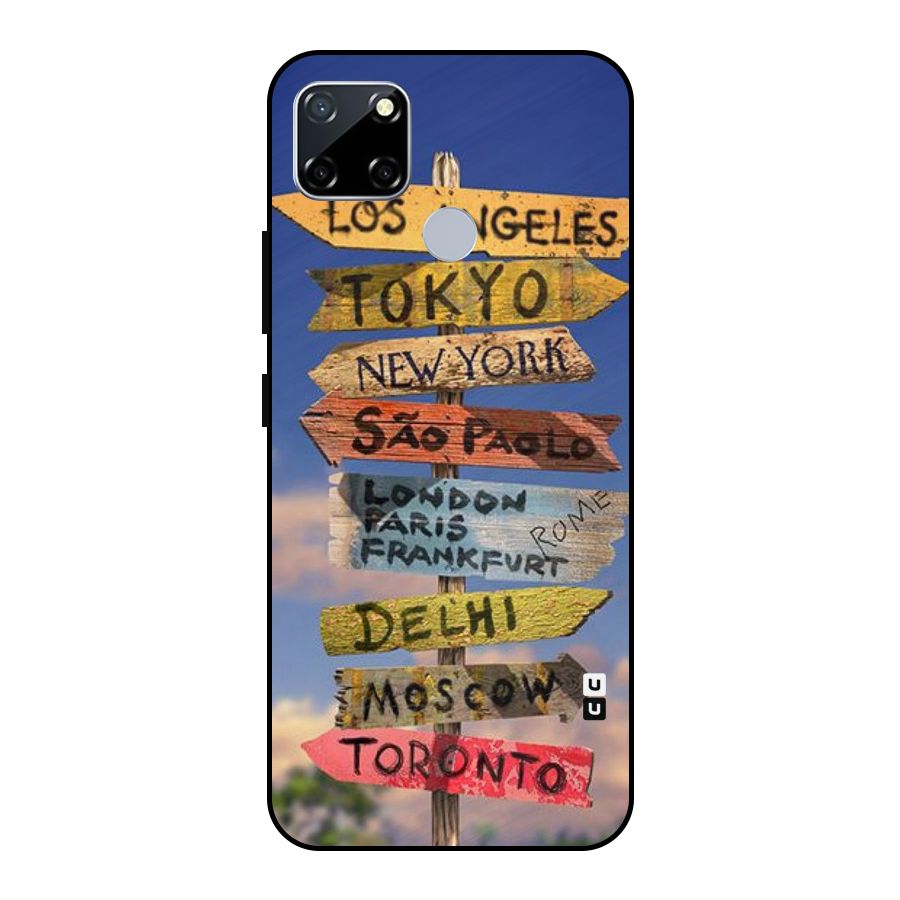 Travel Signs Metal Back Case for Realme Narzo 30A