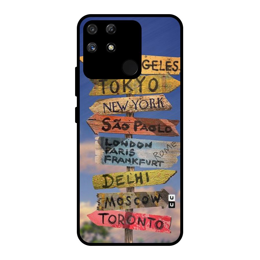 Travel Signs Metal Back Case for Realme Narzo 50A