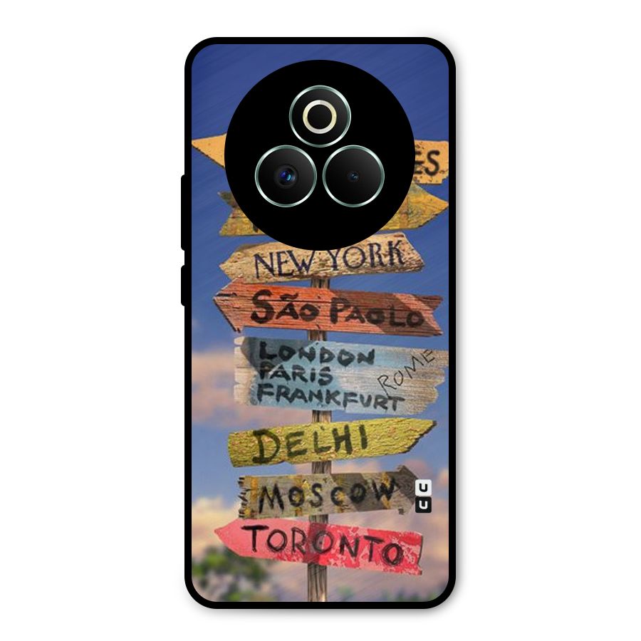 Travel Signs Metal Back Case for Realme P3 Pro