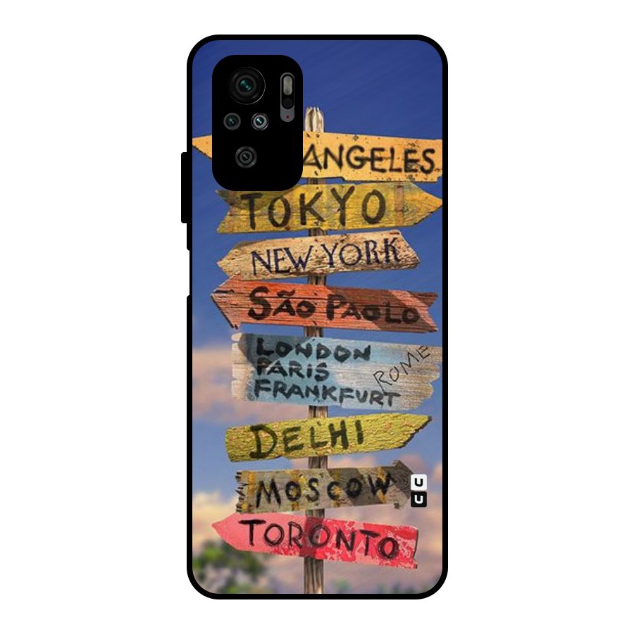 Travel Signs Metal Back Case for Redmi Note 10S