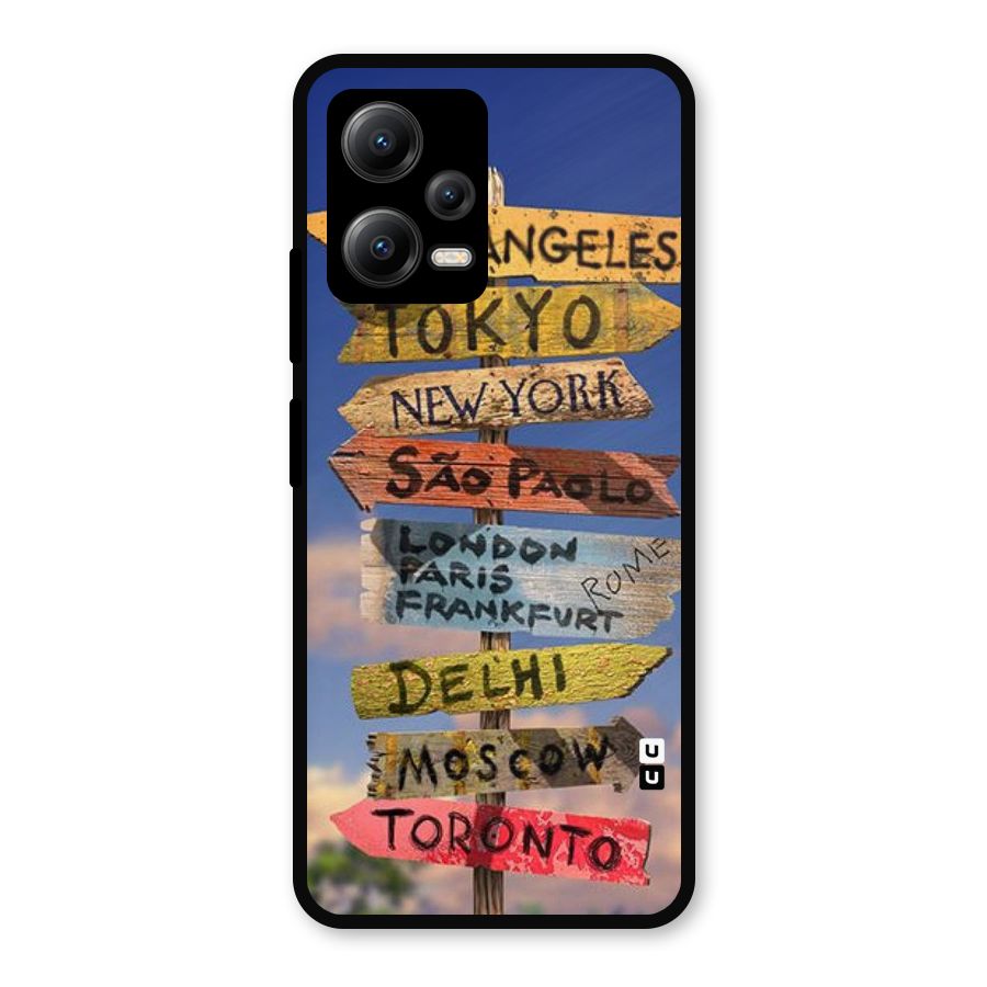 Travel Signs Metal Back Case for Redmi Note 12 5G