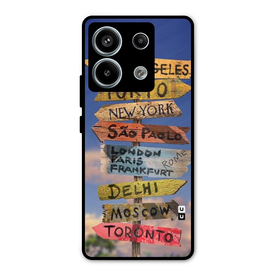 Travel Signs Metal Back Case for Redmi Note 13 Pro 5G