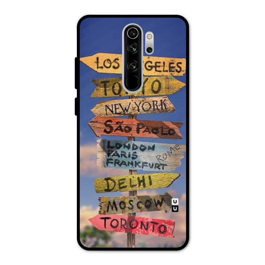 Travel Signs Metal Back Case for Redmi Note 8 Pro