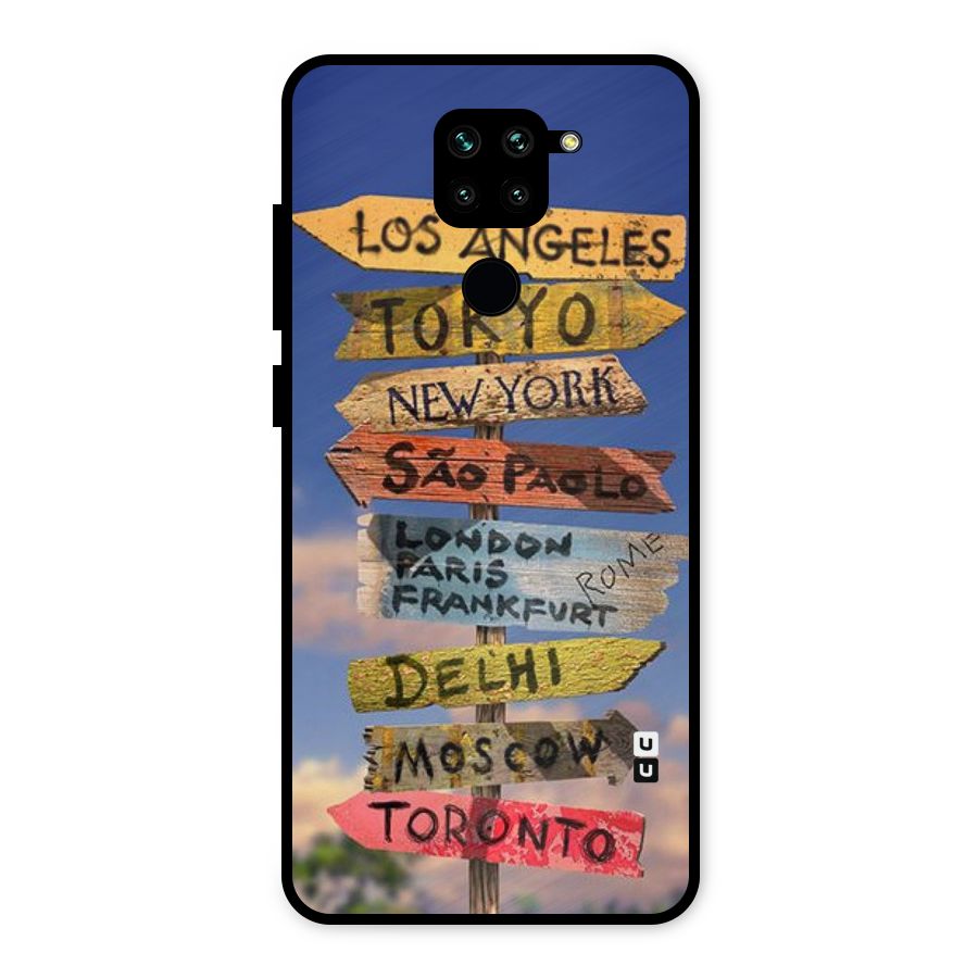Travel Signs Metal Back Case for Redmi Note 9