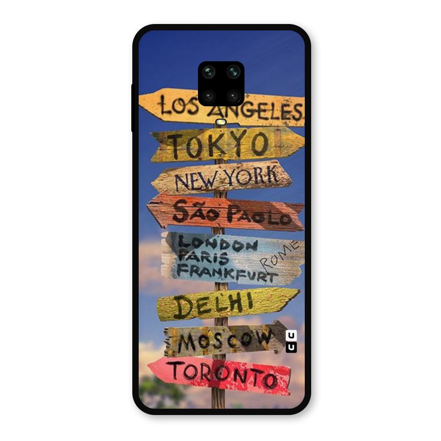 Travel Signs Metal Back Case for Redmi Note 9 Pro Max