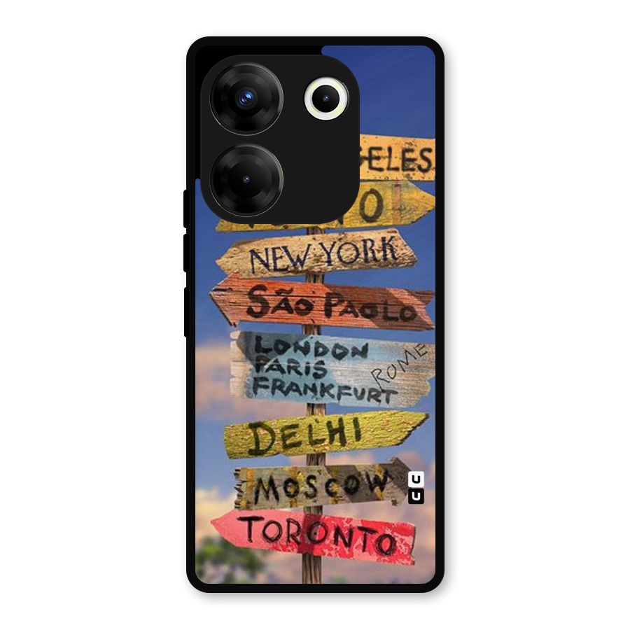 Travel Signs Metal Back Case for Tecno Camon 20