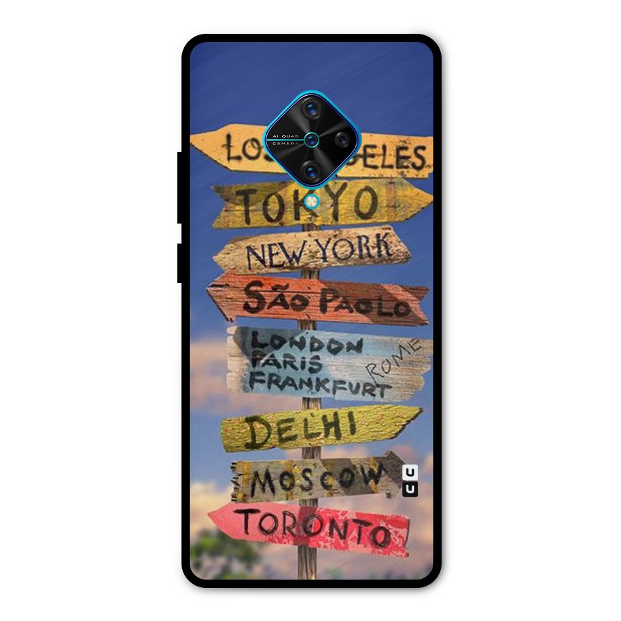 Travel Signs Metal Back Case for Vivo S1 Pro