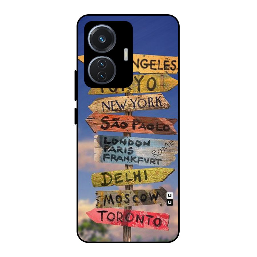 Travel Signs Metal Back Case for Vivo T1 44W