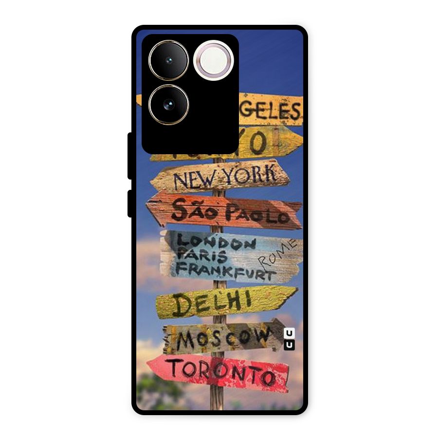 Travel Signs Metal Back Case for Vivo T2 Pro