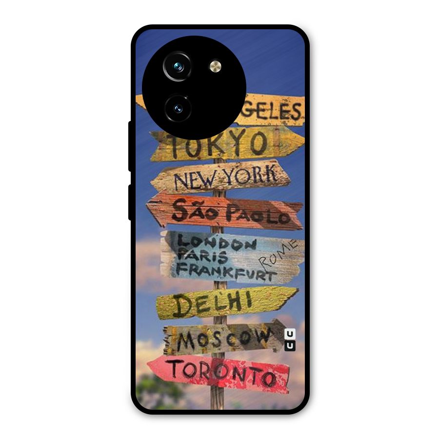 Travel Signs Metal Back Case for Vivo T3x