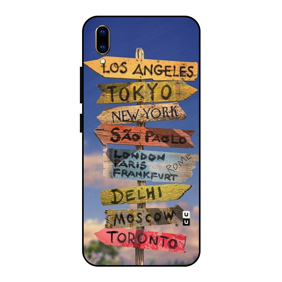 Travel Signs Metal Back Case for Vivo V11 Pro