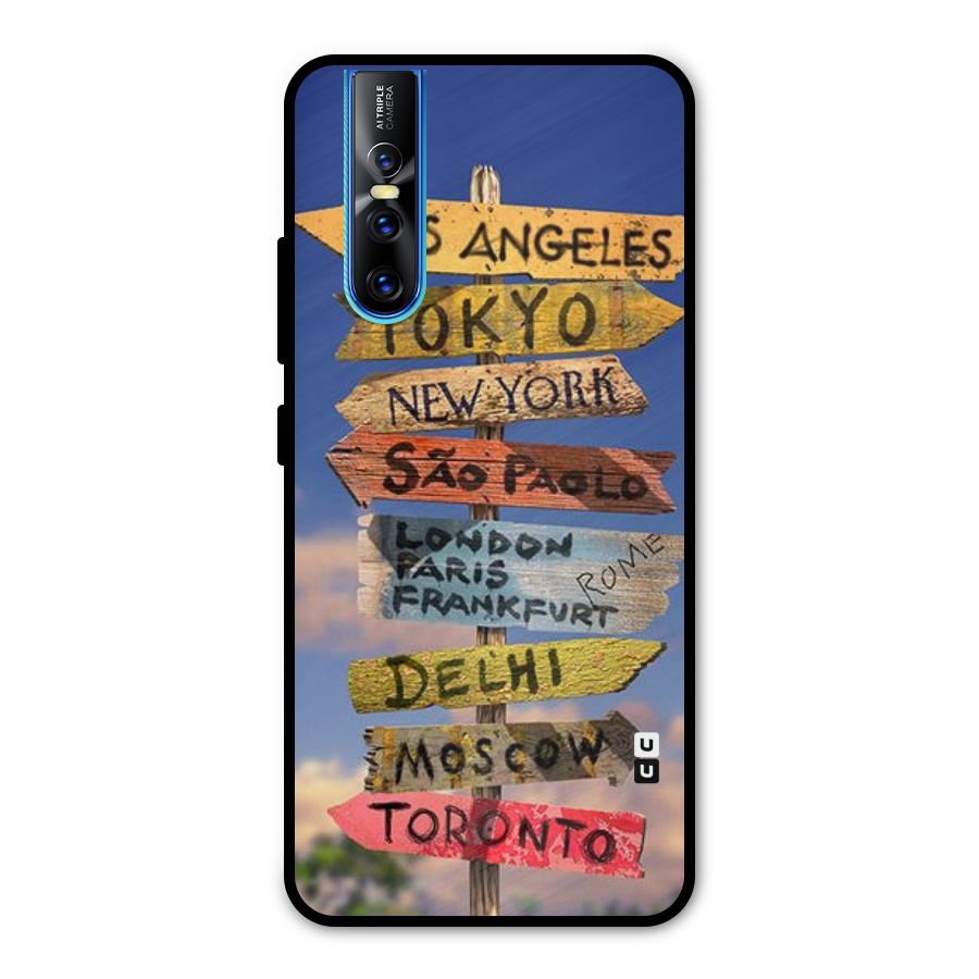 Travel Signs Metal Back Case for Vivo V15 Pro