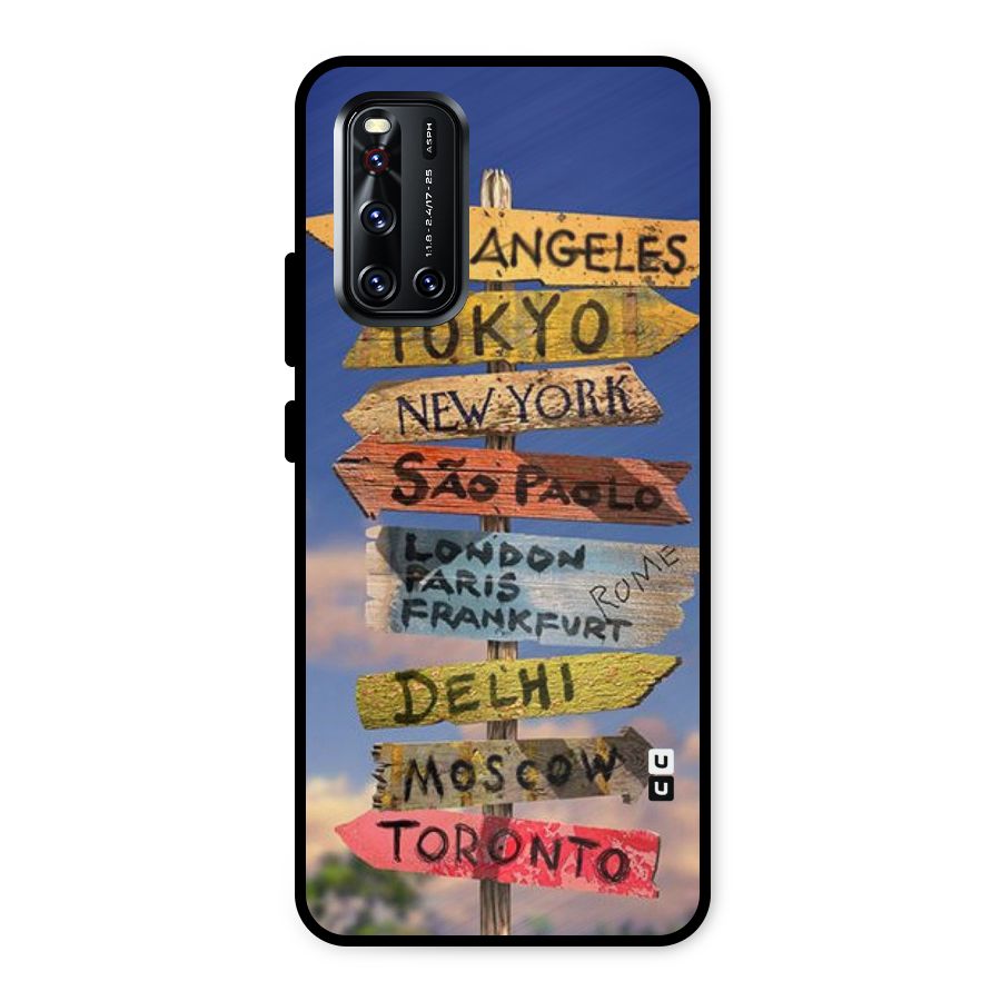 Travel Signs Metal Back Case for Vivo V19
