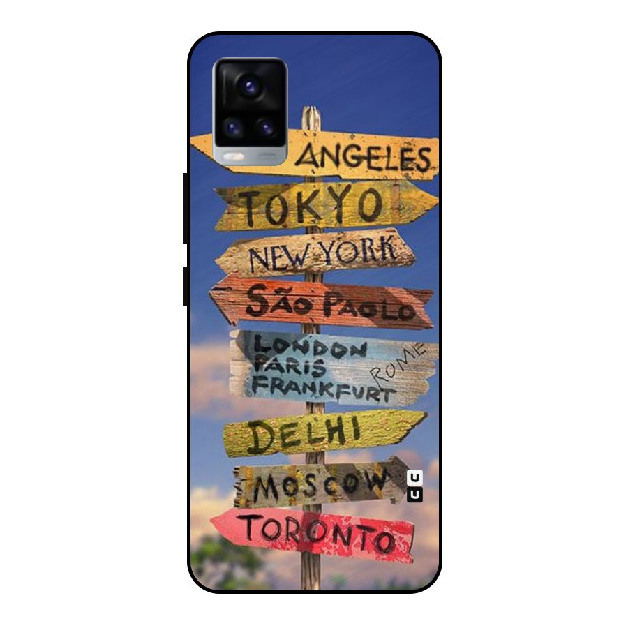 Travel Signs Metal Back Case for Vivo V20 2021