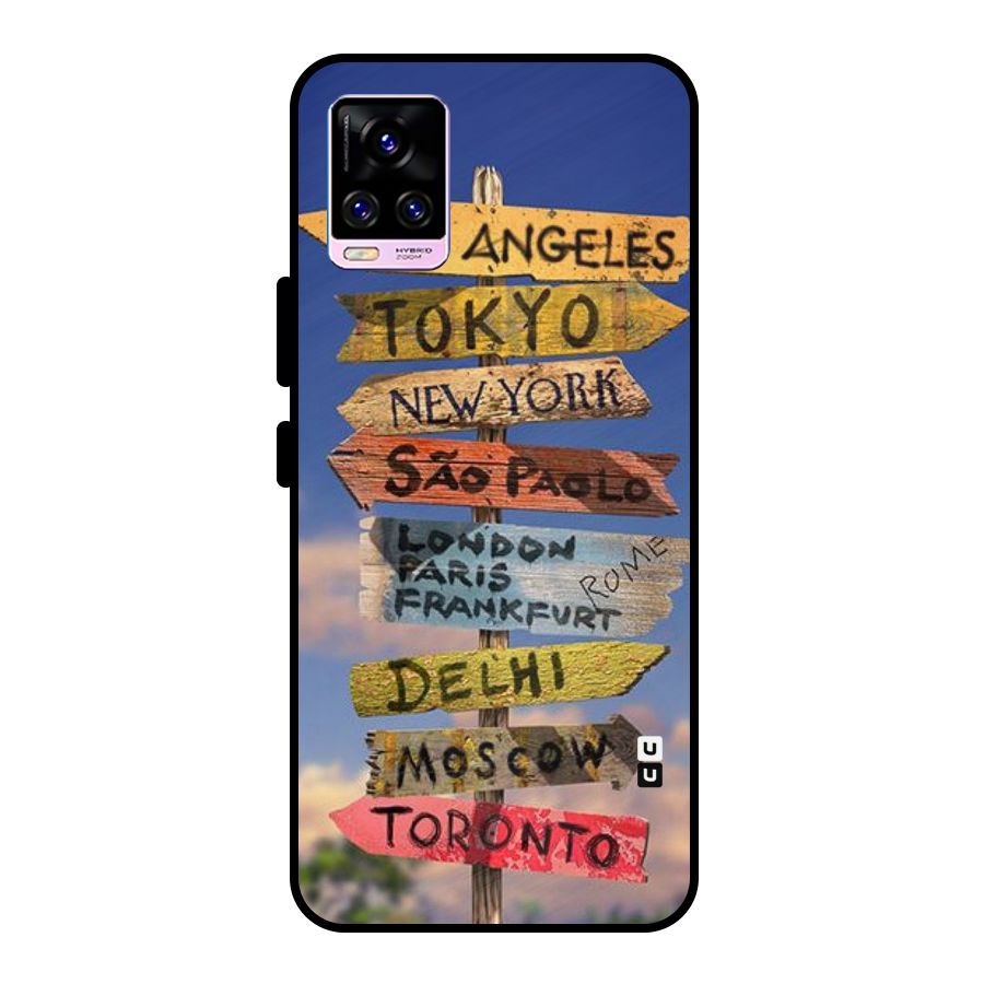 Travel Signs Metal Back Case for Vivo V20 Pro
