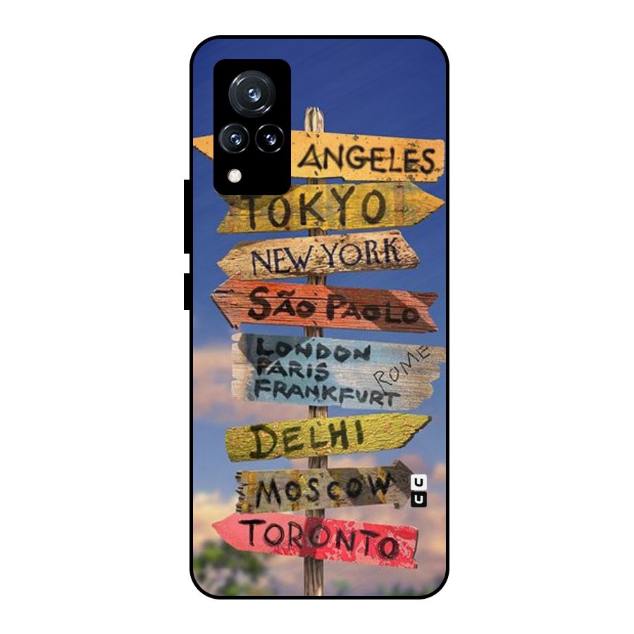 Travel Signs Metal Back Case for Vivo V21 5G