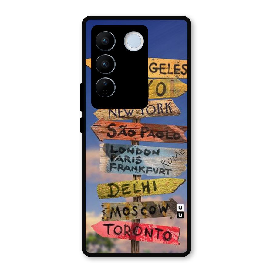 Travel Signs Metal Back Case for Vivo V27