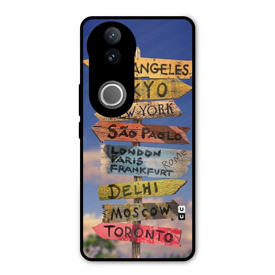 Travel Signs Metal Back Case for Vivo V50e