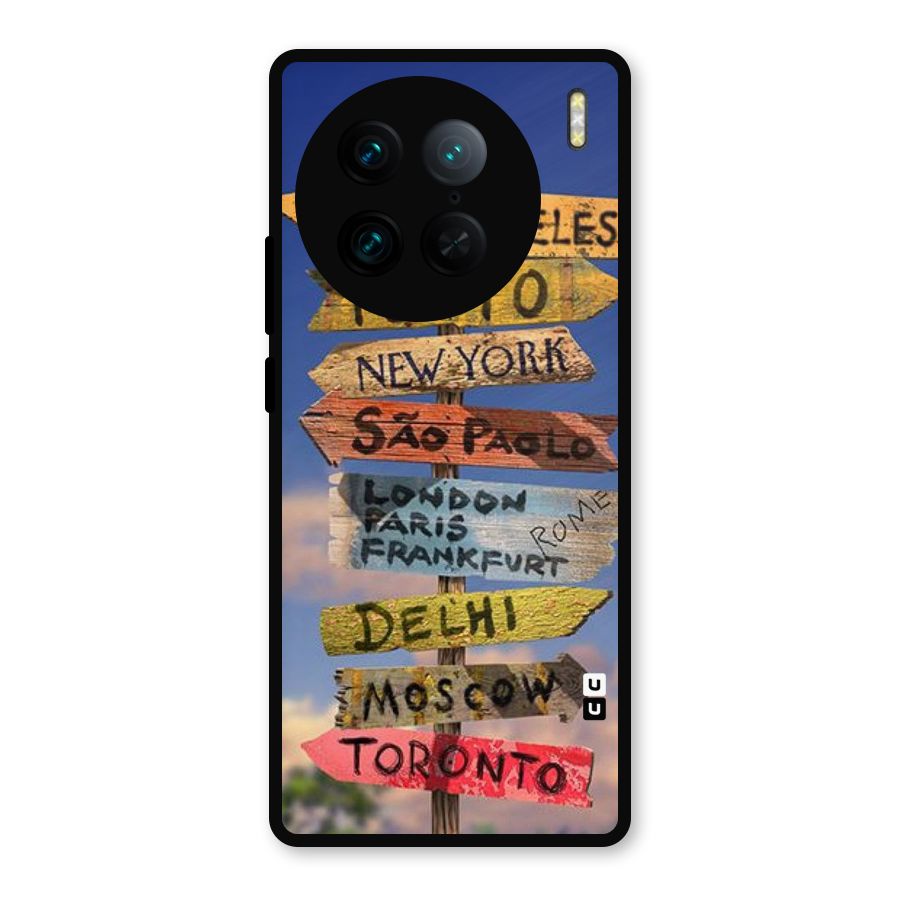 Travel Signs Metal Back Case for Vivo X90 Pro