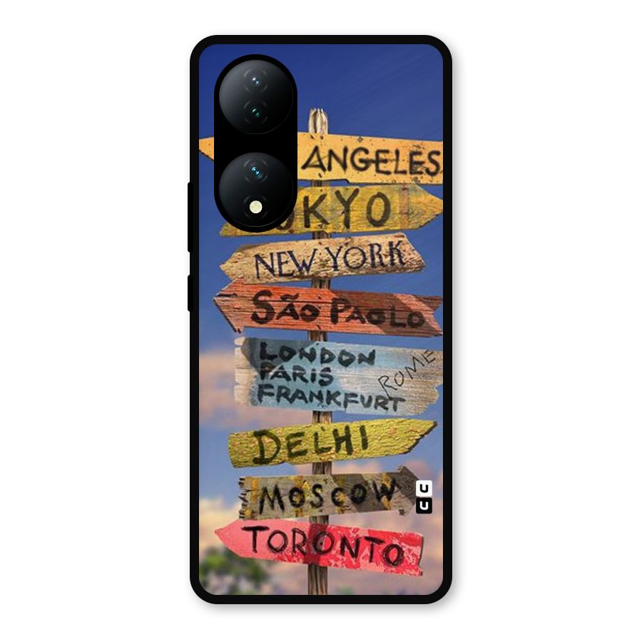 Travel Signs Metal Back Case for Vivo Y100a