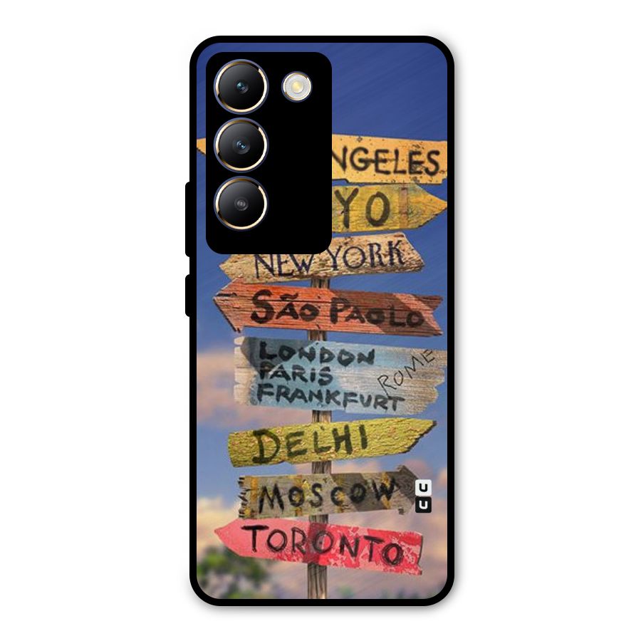 Travel Signs Metal Back Case for Vivo Y200e