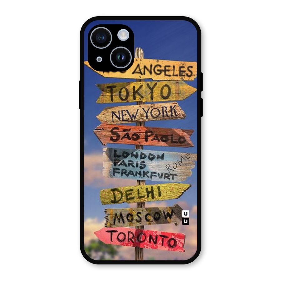Travel Signs Metal Back Case for iPhone 14