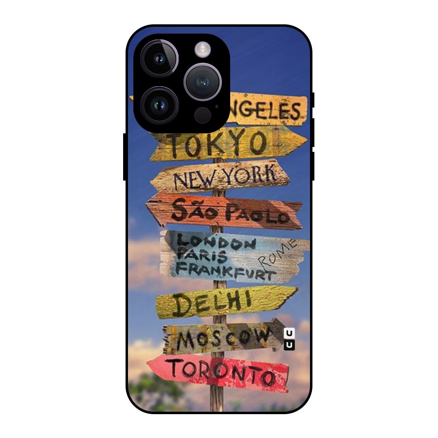 Travel Signs Metal Back Case for iPhone 14 Pro Max
