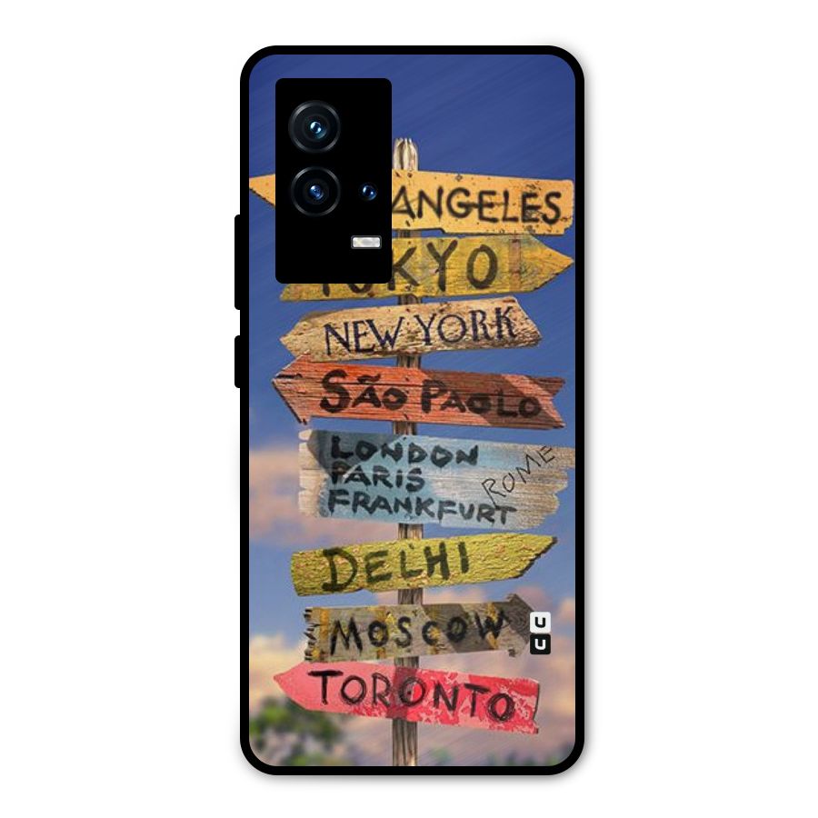Travel Signs Metal Back Case for iQOO 9 5G