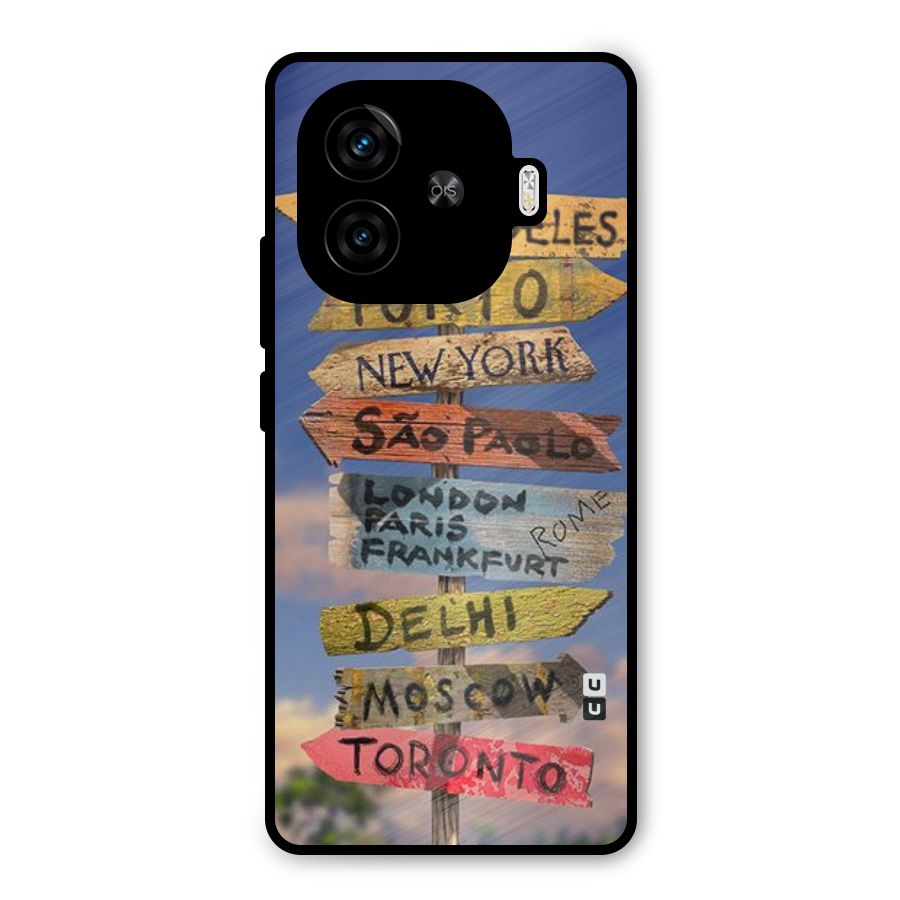 Travel Signs Metal Back Case for iQOO Z9 Turbo