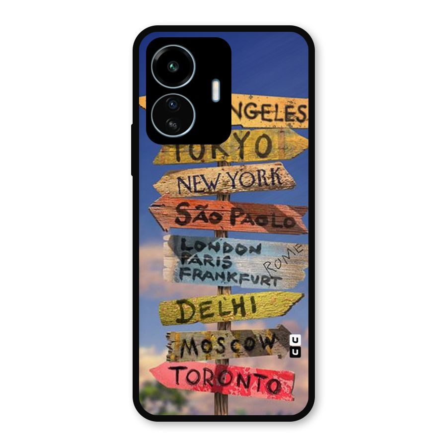 Travel Signs Metal Back Case for vivo iQOO Z6 Lite 5G
