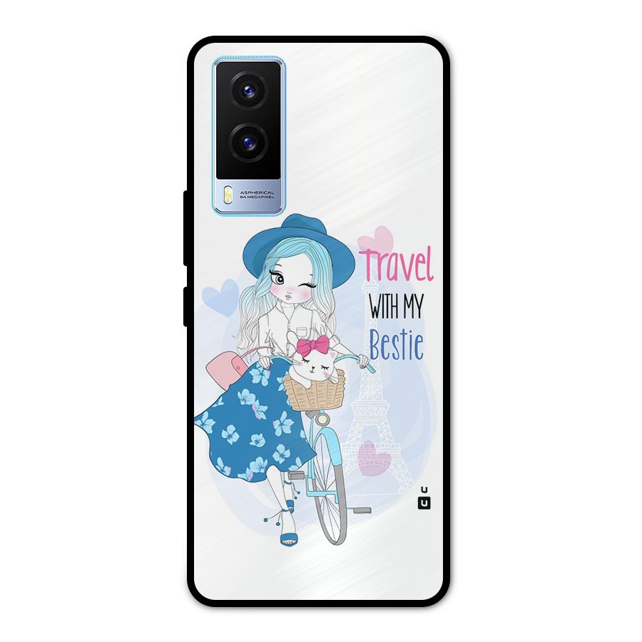 Travel With My Bestie Metal Back Case for Vivo V21e 5G