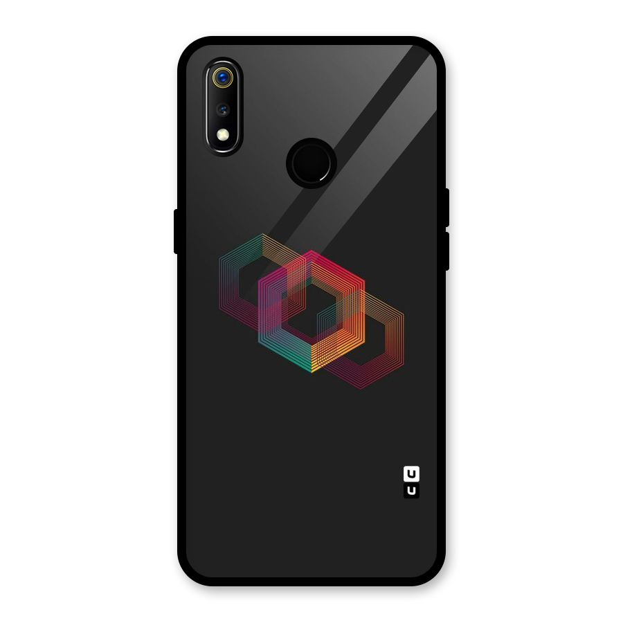 Tri-hexa Colours Glass Back Case for Realme 3i