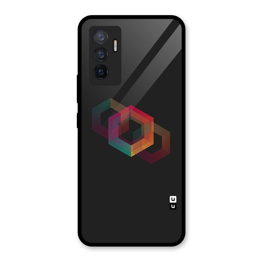 Tri-hexa Colours Glass Back Case for Vivo V23e
