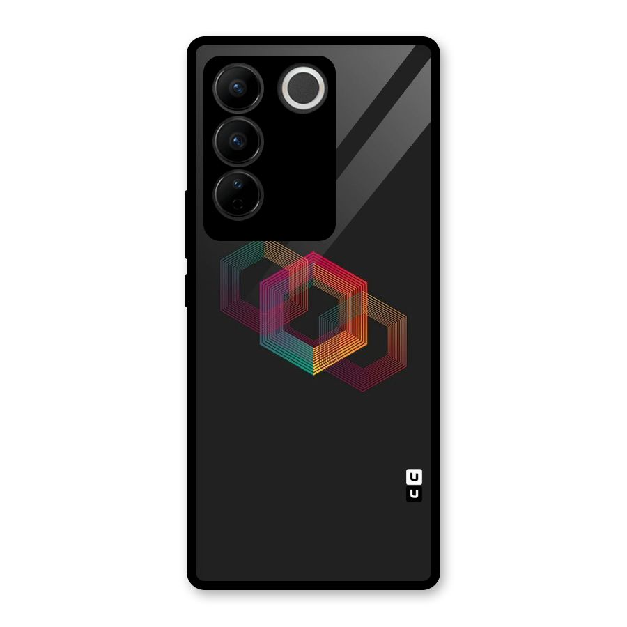 Tri-hexa Colours Glass Back Case for Vivo V27 Pro
