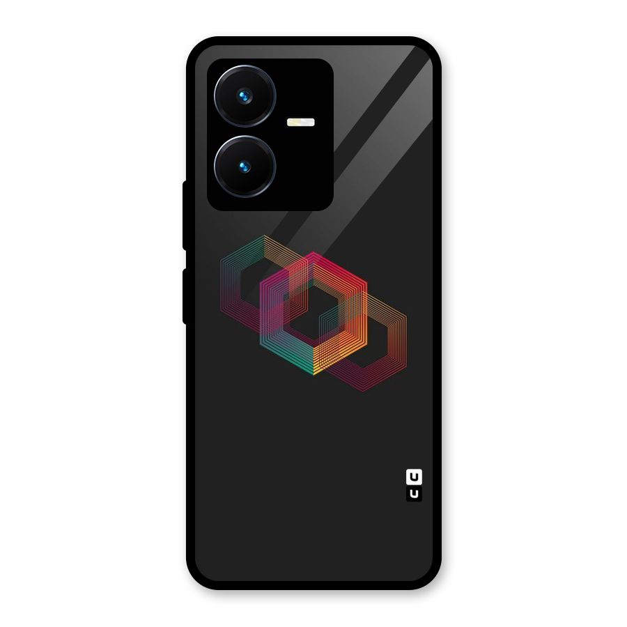 Tri-hexa Colours Glass Back Case for Vivo Y22s