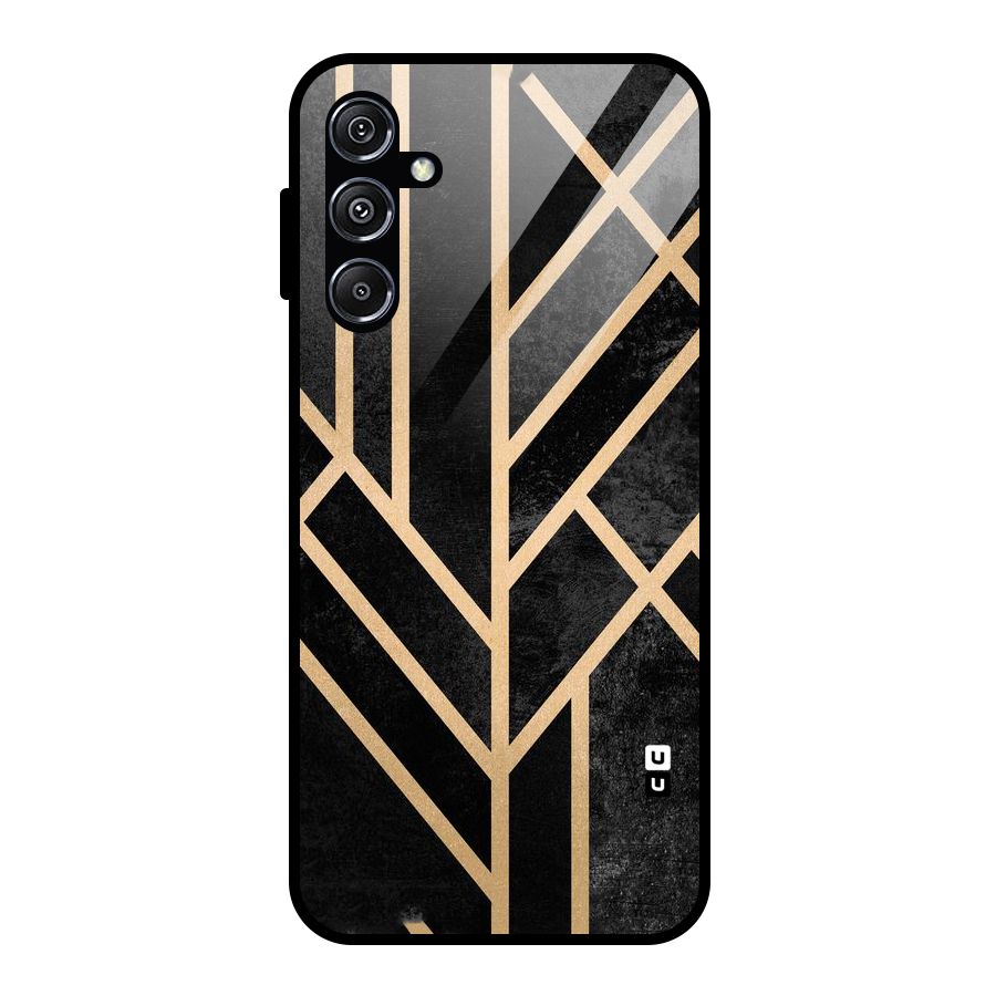 Tri Lines Gold Glass Back Case for Galaxy M34 5G