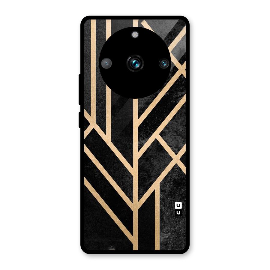 Tri Lines Gold Glass Back Case for Realme 11 Pro